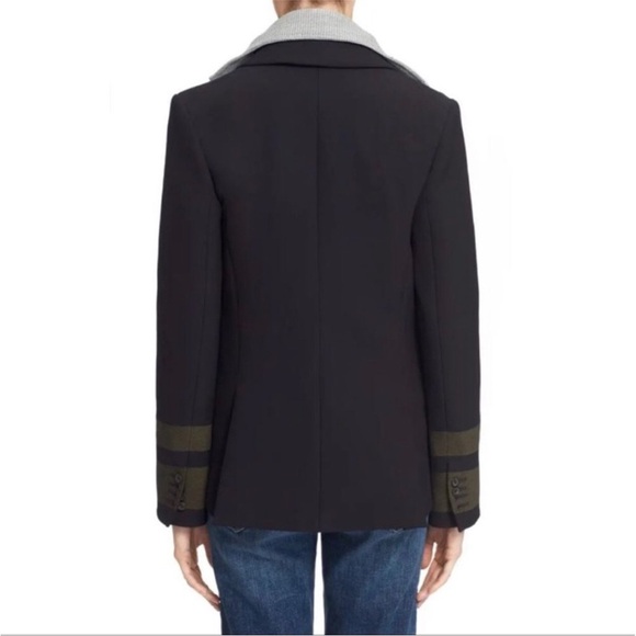 $698 RARE Veronica Beard Classic Dickey Jacket Navy with striped sleeves sz 6 - Picture 14 of 15